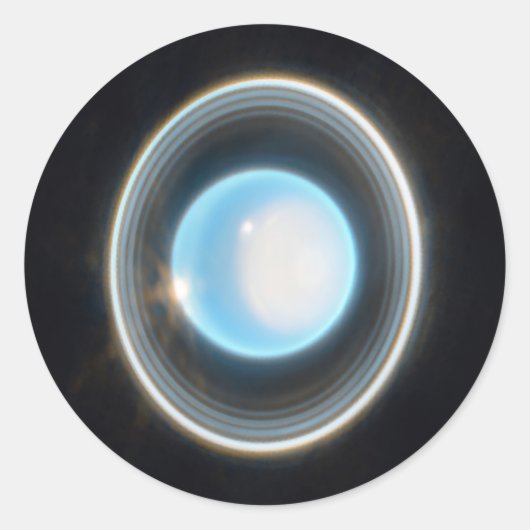 Planet Uranus met Afbeelding van Rings JWST Ronde Sticker (Voorkant)