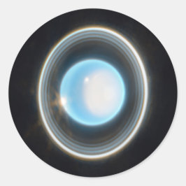 Planet Uranus met Afbeelding van Rings JWST Ronde Sticker