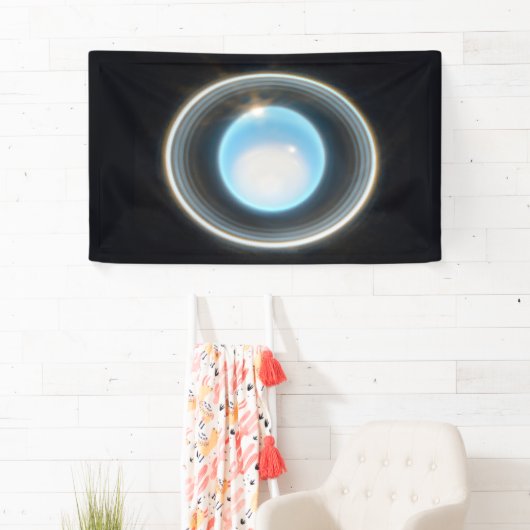 Planet Uranus met Afbeelding van Rings JWST Spandoek (Insitu)