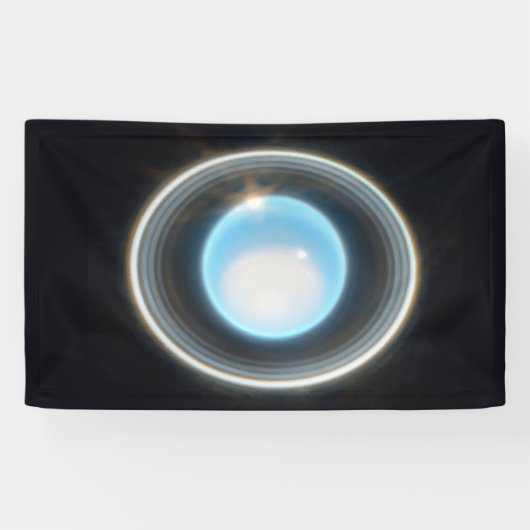Planet Uranus met Afbeelding van Rings JWST Spandoek (Horizontaal)