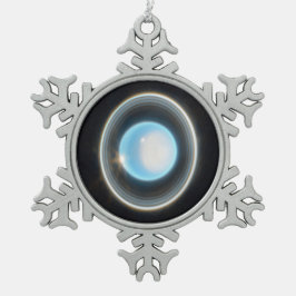 Planet Uranus met Afbeelding van Rings JWST Tin Sneeuwvlok Ornament