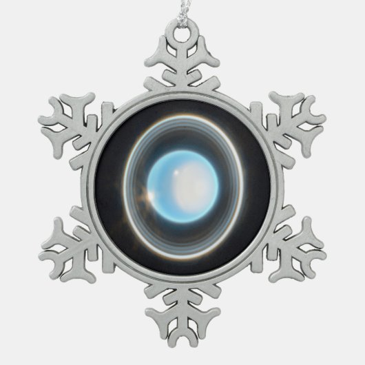 Planet Uranus met Afbeelding van Rings JWST Tin Sneeuwvlok Ornament (Voorkant)