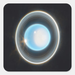 Planet Uranus met Afbeelding van Rings JWST Vierkante Sticker