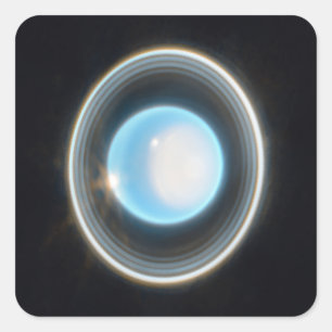 Planet Uranus met Afbeelding van Rings JWST Vierkante Sticker