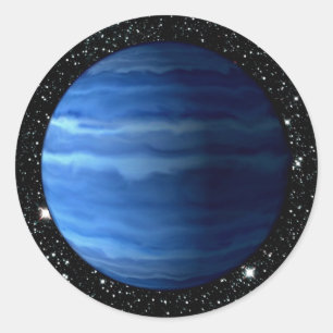 PLANET URANUS v.2 sterren achtergrond (zonnestelse Ronde Sticker
