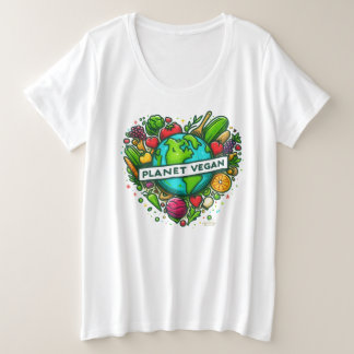Planet Vegan Fruit en Groenten Grote Maat T-shirt