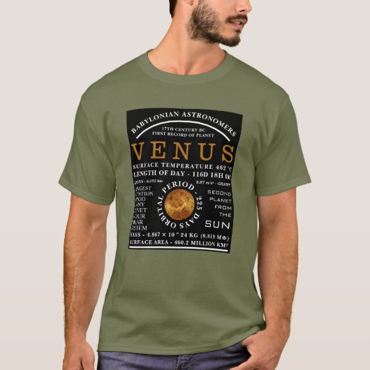 Planet Venus Gedetailleerde astronomie T-shirt (Voorkant)