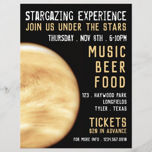 Planet Venus, Planetarium Event Adverteren Flyer (Voorkant)