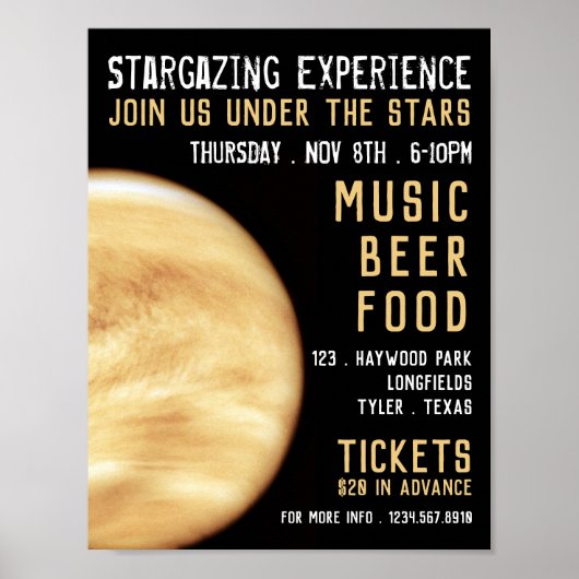Planet Venus, Planetarium Event Adverteren Poster (Voorkant)