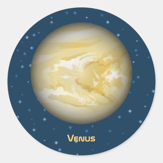 Planet Venus Ronde Sticker (Voorkant)