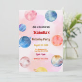 Planet Verjaardagsfeest Uitnodiging (Staand voorkant)