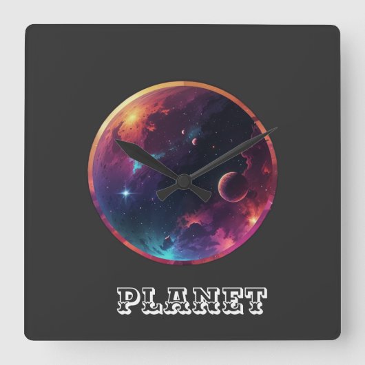Planet Vierkante Klok (Voorkant)