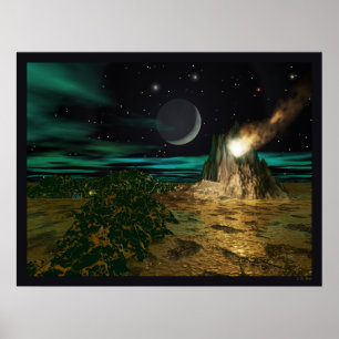 Planet Volcano World Poster