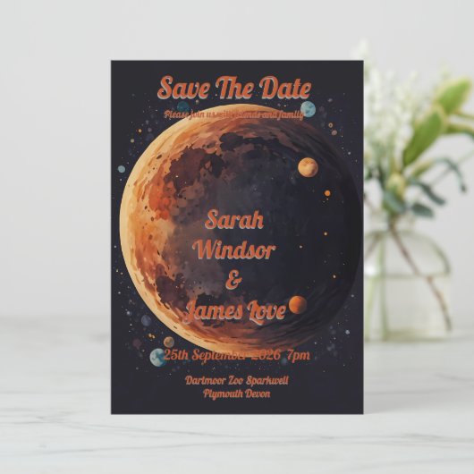 Planet Wedding Invitation Kaart (Staand voorkant)