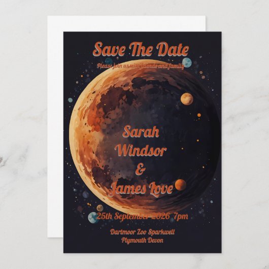 Planet Wedding Invitation Kaart (Voorkant / Achterkant)
