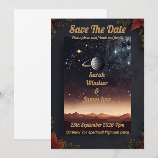 Planet Wedding Invitation Kaart (Voorkant / Achterkant)