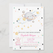 Planet, wolken, sterren, Baby shower Kaart (Voorkant)