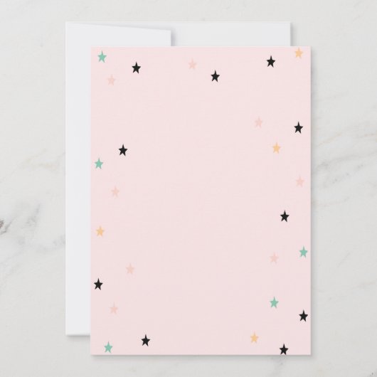 Planet, wolken, sterren, Baby shower Kaart (Achterkant)