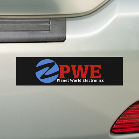 Planet World Electronics Black Bumpersticker (Op auto)