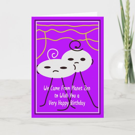 Planet Zen Birthday voor een kind in Paars Kaart (Voorkant)