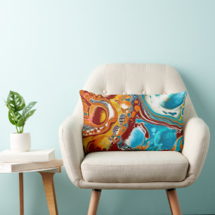 Planetaire blauw kunst kussen
