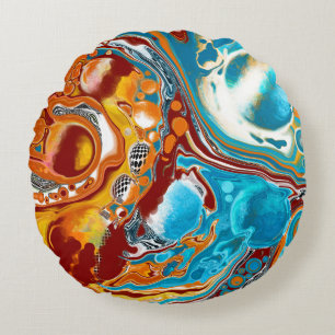 Planetaire blauw kunst rond kussen
