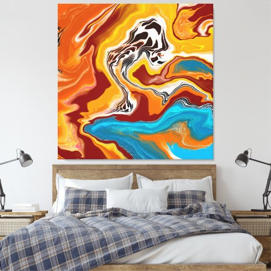 Planetaire Blisetzige Fluid Digital Art Canvas Afdruk (Insitu (Slaapkamer))