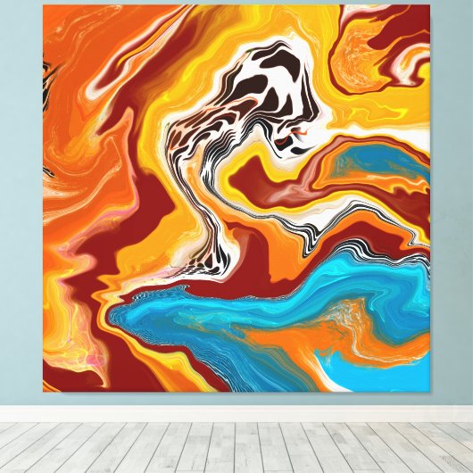 Planetaire Blisetzige Fluid Digital Art Canvas Afdruk (Insitu (Houten vloer))
