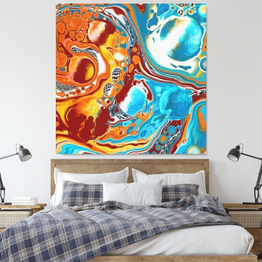Planetaire Blisetzige Fluid Digital Art Canvas Afdruk (Insitu (Slaapkamer))