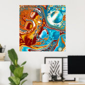 Planetaire Blisetzige Fluid Digital Art Poster (Thuiskantoor)