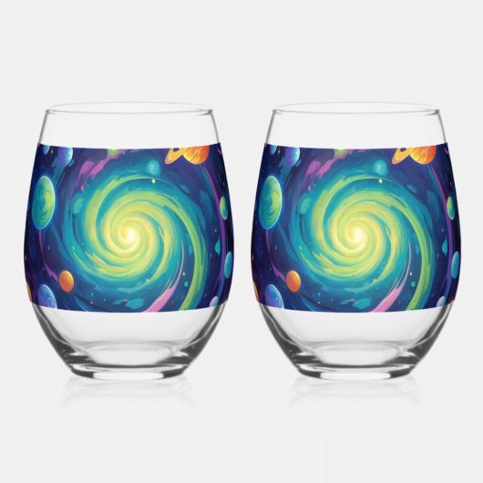Planetaire Draaiing Wijnglas Zonder Voet (Voorkant)