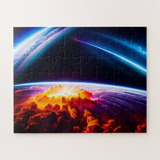 Planetaire explosie onder verbazingwekkende kosmis legpuzzel (Horizontaal)