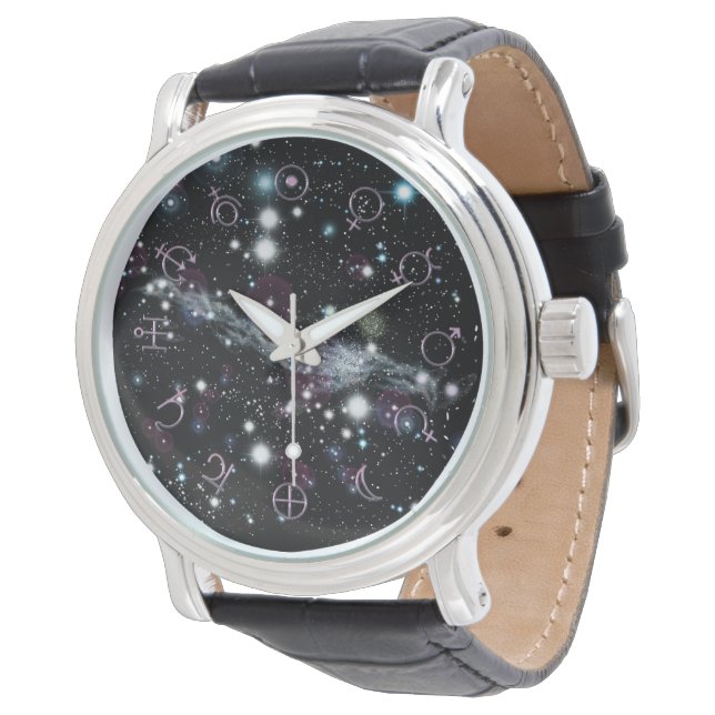 Planetaire glyph Deep Space Astronomie Wristwatch Horloge (Gekanteld)