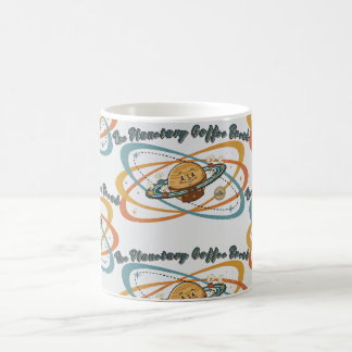Planetaire koffiepauze Retro ruimtepatroon Koffiemok