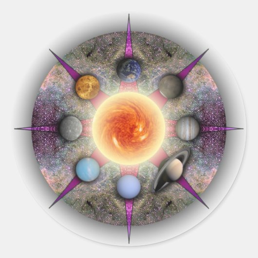 Planetaire Mandala Circle Sticker (Voorkant)