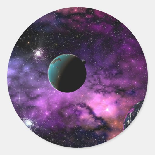 Planetaire ruimte ronde sticker (Voorkant)