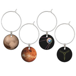 Planetaire wijn Charms III-Venus, Pluto, Sputnik,  Wijnglashanger