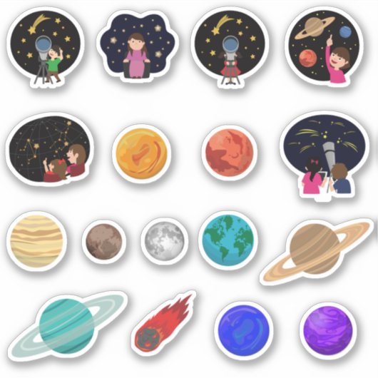 Planetarium Astronomie Kinder Educatief Planet Sticker (Voorkant)