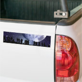 Planetarium Silhouettes Moon Stars Astronomie Bumpersticker (Op Truck)
