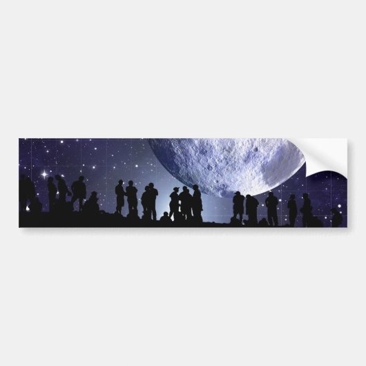 Planetarium Silhouettes Moon Stars Astronomie Bumpersticker (Voorkant)