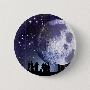 Planetarium Silhouettes Moon Stars Astronomie Ronde Button 5,7 Cm