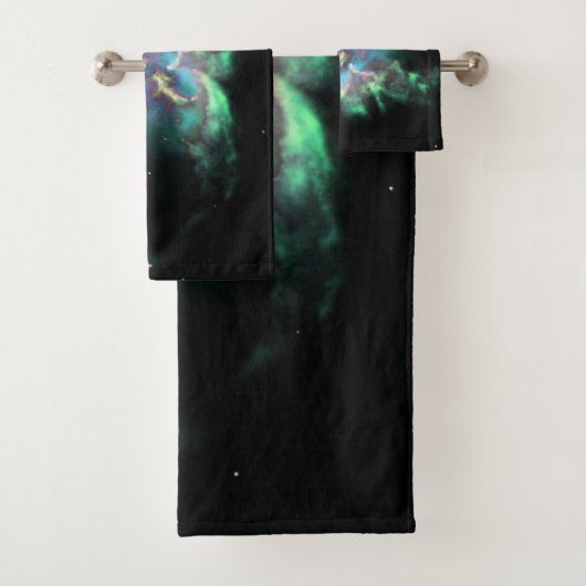 Planetary Nebula Mint Green Periwinkle Bad Handdoek (Insitu)
