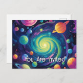 Planetary Spin Invitation Briefkaart (Voorkant / Achterkant)