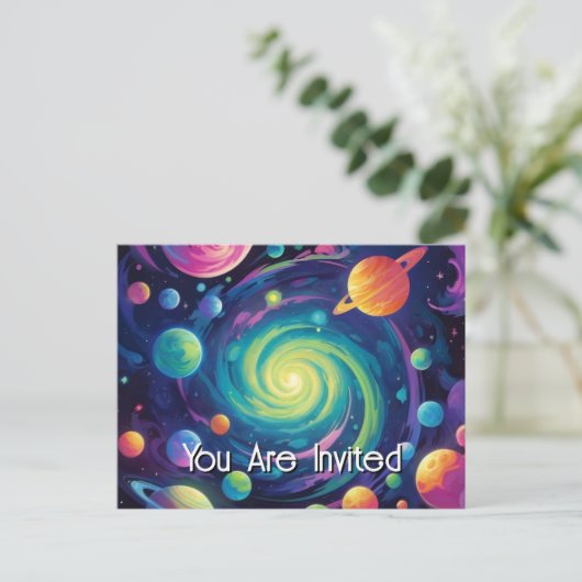 Planetary Spin Invitation Briefkaart (Staand voorkant)