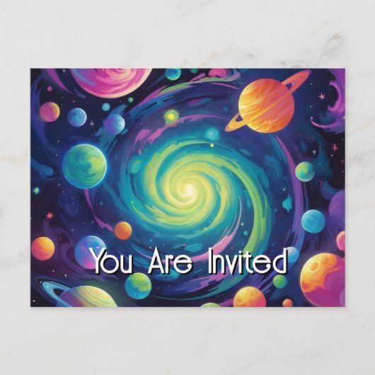 Planetary Spin Invitation Postcard Uitnodiging Briefkaart (Voorkant)