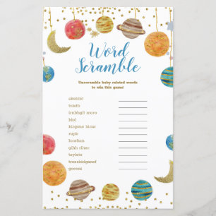 Planeten Buiten Baby shower Word-bromble