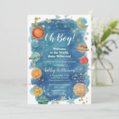 Planeten Buitenruimte Baby shower Uitnodiging (Staand voorkant)