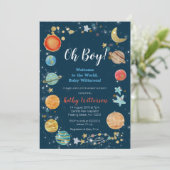 Planeten Buitenruimte Baby shower Uitnodiging (Staand voorkant)