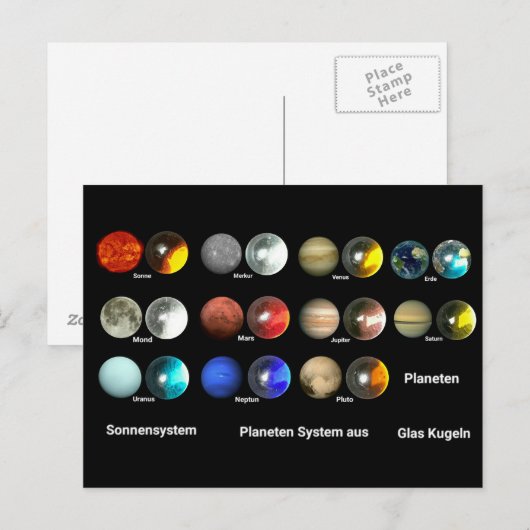 Planeten des Sonnensystem Briefkaart (Voorkant / Achterkant)