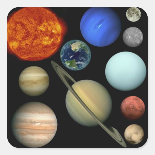 Planeten des Sonnensystem Vierkante Sticker (Voorkant)